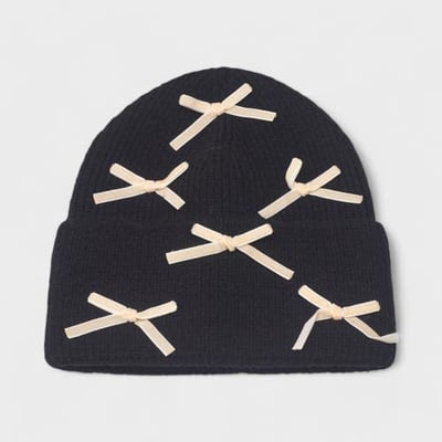 A Little Obsessed Women's Multi Bow Knit Beanie in Black at Nordstrom