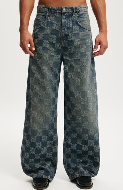 Cotton On Men's Super Baggy Balloon Jean in Check Up Blue at Nordstrom, Size 2632