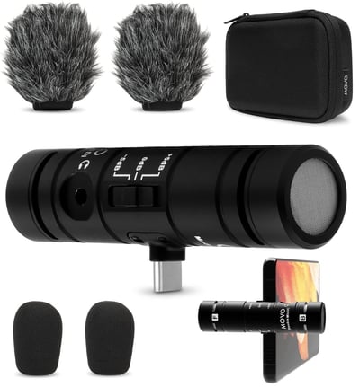 MOVO DoubleMic-UC Dual Capsule Phone Microphone for USB-C Devices in Black at Nordstrom