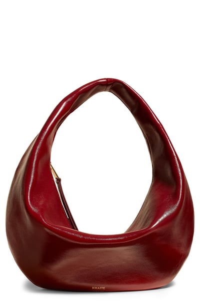 Khaite Medium Olivia Patent Leather Hobo Bag in Oxblood 524 at Nordstrom