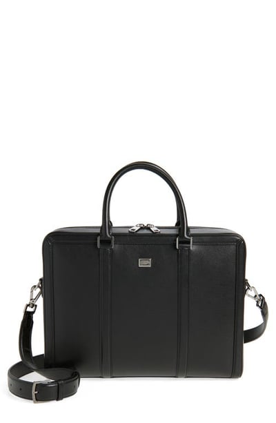 Dolce&Gabbana Calfskin Leather Briefcase in 80999 Nero at Nordstrom