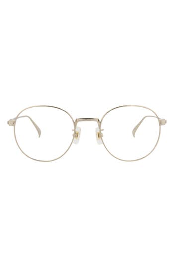 Dunhill 49mm Round Optical Glasses in Gold Gold Transparent at Nordstrom Rack