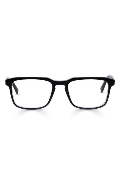 eyebobs Seymour 52mm Rectangular Reading Glasses in Black With Silver at Nordstrom, Size +1.50