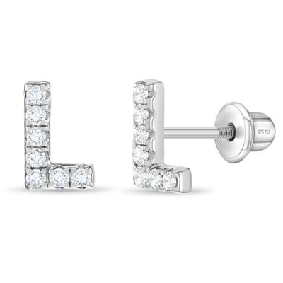 In Season Jewelry Cubic Zirconia Letter Initial Earrings in Letter L at Nordstrom