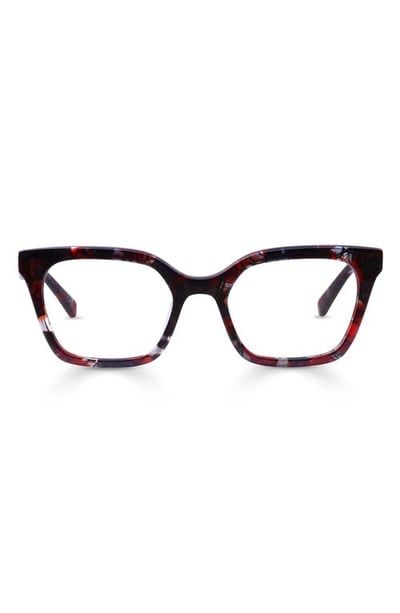 eyebobs Overlook 50mm Cat Eye Reading Glasses in Ruby Mosaic at Nordstrom, Size +4.0