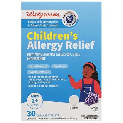Walgreens Children's Allergy Relief Loratadine Dye-Free Chewable Tablets Grape - 30.0 ea