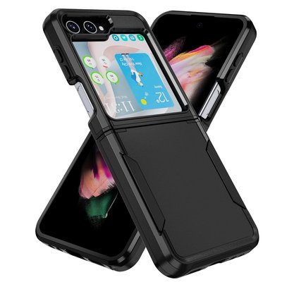 Entronix - Soft-Touch Dual-Layer Phone Case for Samsung Galaxy Z Flip 4 - Black