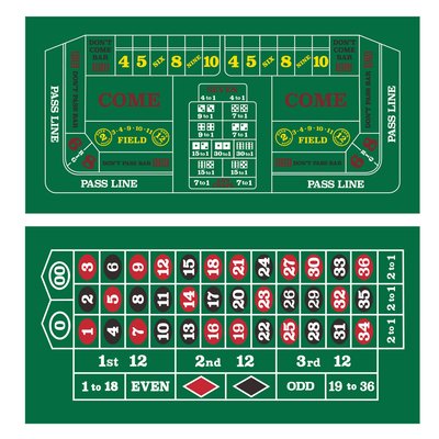 GSE Games & Sports Expert - Roulette&Craps Layout Felt, Las Vegas Style Casino Roulette and Craps Layout Mat with Instructions
