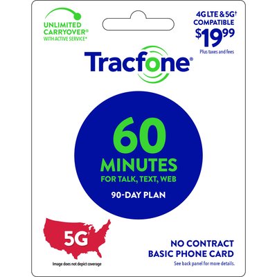 Tracfone - $19.99 Basic phone, 60 minutes for Talk, Text & Data 90-Days - Prepaid Plan (Email Delivery) - White [Digital]