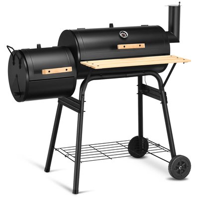Costway - Outdoor BBQ Grill Charcoal Barbecue Pit Patio Backyard Meat Cooker Smoker - Black