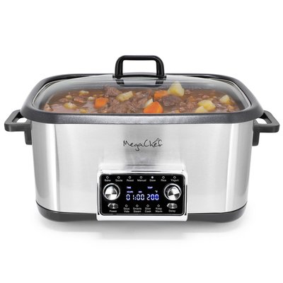MegaChef - 8 Quart 12-in-1 Deluxe Multi Cooker with Sous Vide and Multi-Functions - Silver
