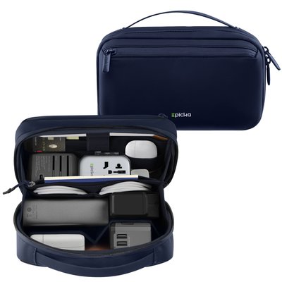 Epicka - Electronics Organizer Travel Case - Cable Organizer Bag for Travel, Tech Pouch with Luggage Strap - Navy