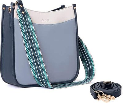 Vulpecula Spade - Crossbody Bags For Women Trendy Fashion Shoulder Bag Vegan Leather Purse For Ladies with Adjustable Strap - Blue With White