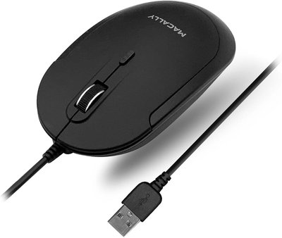 Macally - Computer Mouse Wired, Silent USB Mice - Slim & Compact USB for Apple Mac or Windows PC Laptop/Desktop - Wired - Black