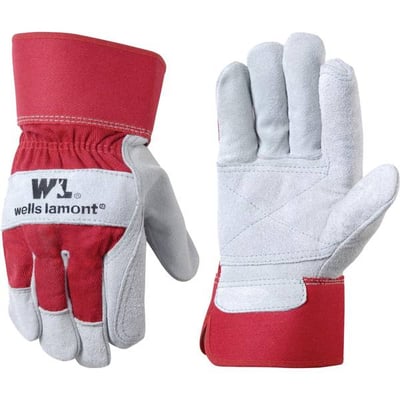 Wells Lamont Men's Leather Work Gloves with Safety Cuff