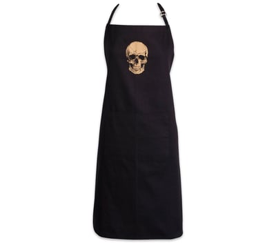 Design Imports Halloween Metallic Gold Skull Ch ef Apron