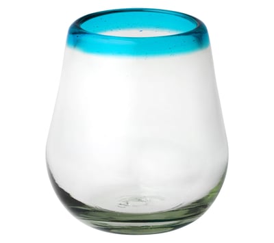 10 Strawberry Street Aqua Rim Mexican Glass, St emless Wine