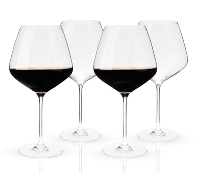 Viski Reserve Inez Crystal Burgundy Set of 4 G lasses