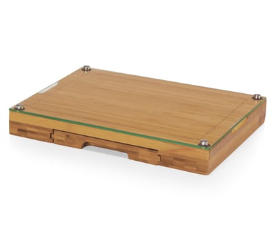 Picnic Time Glass Top Cheese Cutting Board & To ols Set