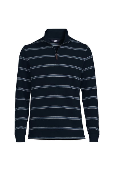 Men's Bedford Rib Casual Quarter Zip Sweater - Lands' End - Blue - L