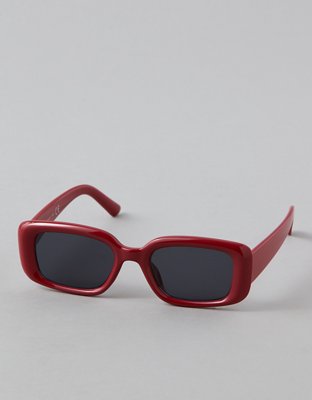 AE Retro Rectangle Sunglasses Women's Red One Size