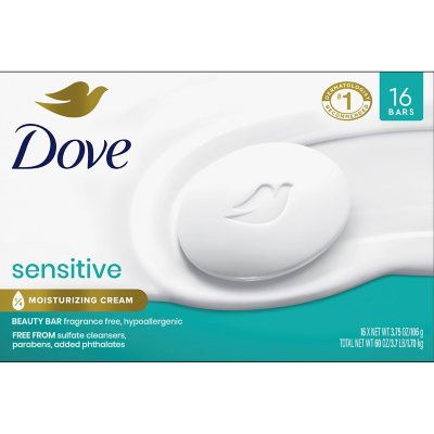 Dove Sensitive Skin Beauty Bar Soap, 3.75 oz, 16 Pack