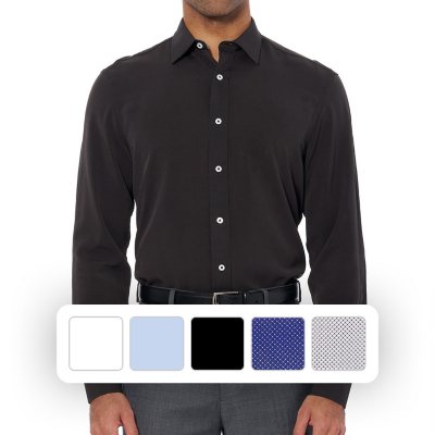 Nick Graham Men's Traveler Dress Shirt Black 15.5 32/33:- Black, 15.5 32/33