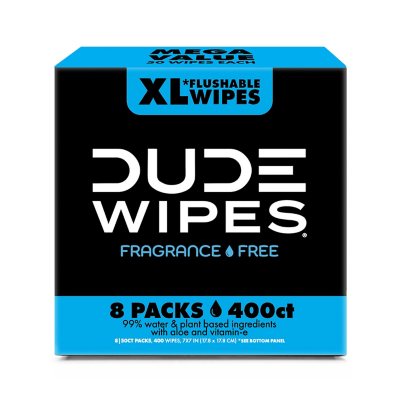 DUDE WIPES XL Flushable Wipes - Fragrance Free, 400 Count