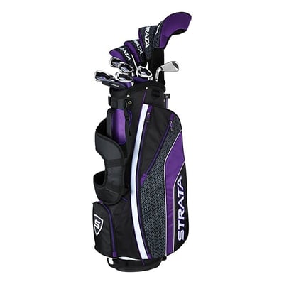 Callaway Ladies Strata Ultimate Complete Golf Set 2Wds/2Hyb/#6-PW; SW/Putter/Bag Graphite Black/Purple Right