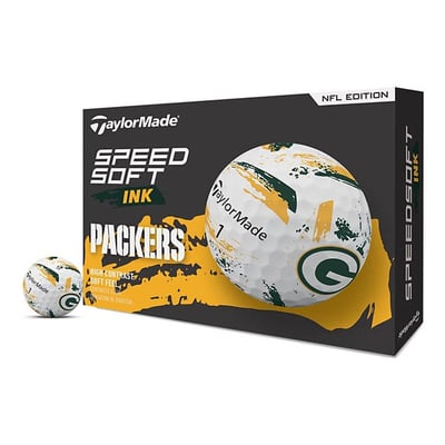 TaylorMade Speed Soft INK NFL Golf Balls #1-#4 12-Ball Pack Green Bay Packers White