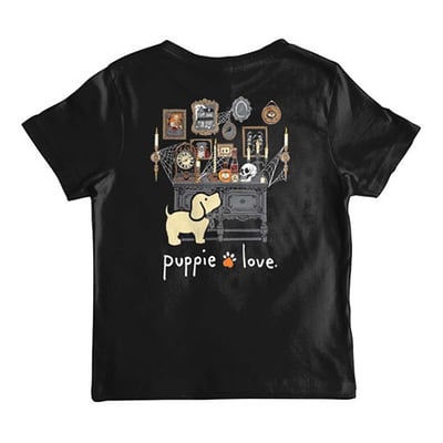 Kids' Puppie Love Halloween Portraits Pup T-Shirt Large Black