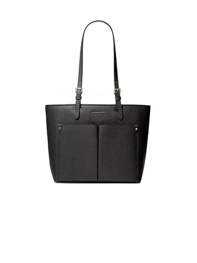 Michael Kors Womens Jet Set Travel Medium Double Pocket Tote Black Pu - One Size