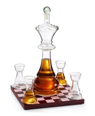 The Wine Savant Chess Decanter, Set of 5 - Clear