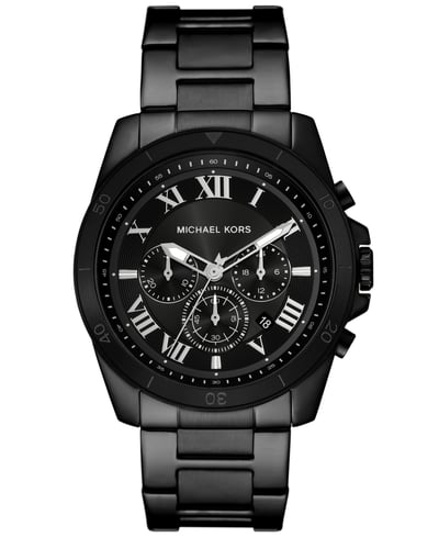 Michael Kors Men's Alek Chronograph Black Stainless Steel Watch 44mm - Black