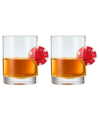 The Wine Savant Poker Chip Whiskey Glasses, Set of 2 - Clear