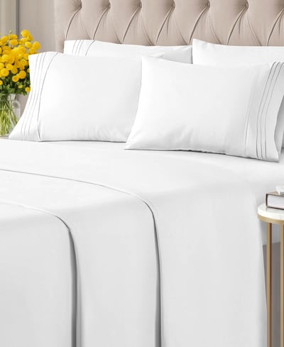 Cgk Unlimited 6 Piece Microfiber Solid Sheet Set - Queen - White