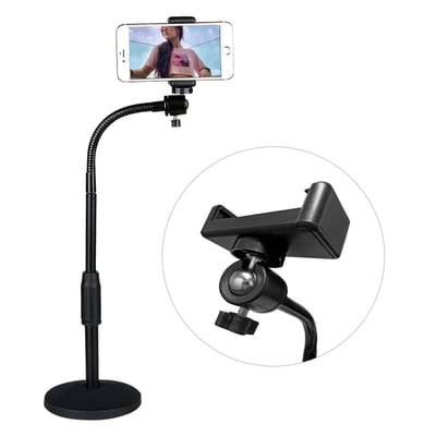 5 Core Cell Phone Stand Adjustable Height & Angle Gooseneck Stand for Desk Flexible Arm - Rbs Mob - Black