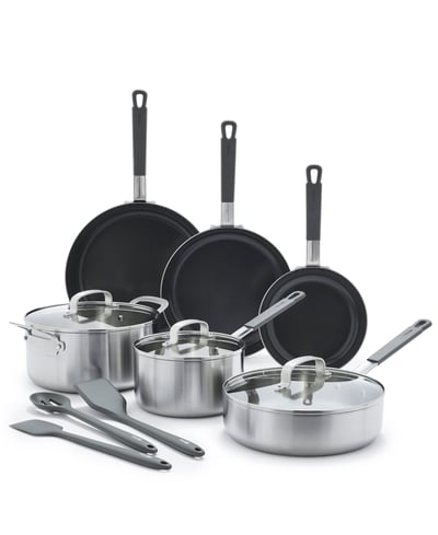 GreenPan X Bobby Flay Stainless Steel Uncoated Nonstick 12-Piece Cookware Set - Stainless Steel