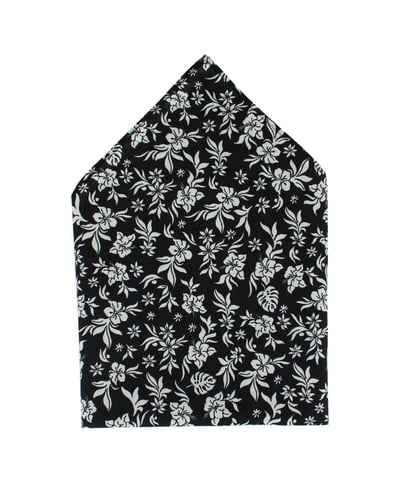 Trafalgar Men's Oleander Floral and Vine Patterned Handkerchief (Single) - Black