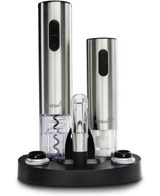 Ivation 7-Piece Wine Set, Electric Wine Opener, Wine Aerator & More! - Stainless steel