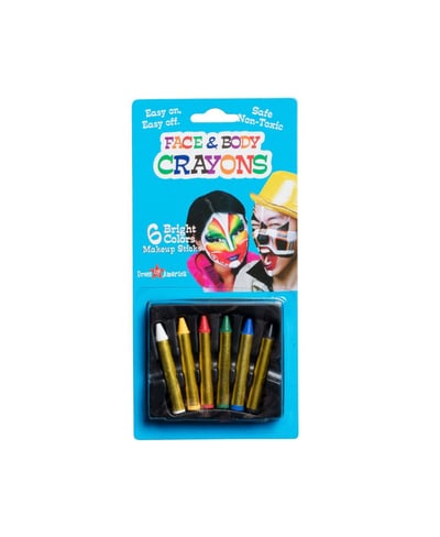 Dress Up America 6 Face Paint Crayons - Blister Pack - Multi-colored