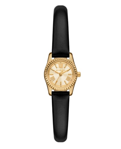 Michael Kors Women's Lexington Black Leather Watch, 19mm - Black