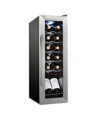 Schmecke Freestanding Wine Refrigerator, 12 Bottle Wine Cooler - Stainless Steel