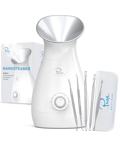 Large 3-in-1 Nano Ionic Facial Steamer - Lilac/Silver