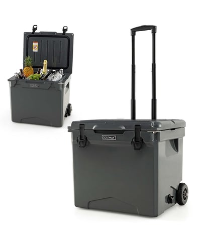 Costway 42 Qt Portable Cooler Roto Molded Ice Chest Insulated 5-7 Days - Grey