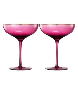 The Wine Savant Gilded Rim Coupe Glasses, Set of 2 - Purple