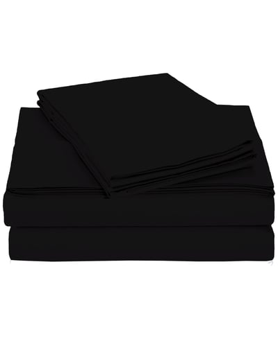 Universal Home Fashions University Solid Microfiber 6-Pc. Sheet Set, Queen - Black