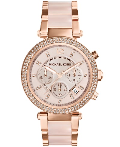 Michael Kors Women's Chronograph Parker Blush and Rose Gold-Tone Stainless Steel Bracelet Watch 39mm MK5896 - Two-Tone