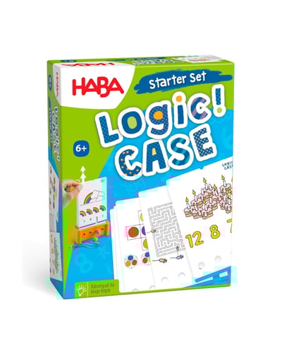 Haba Logic! Case Starter Set 6+- Brain Teaser Puzzles and Car Games, A Single Player Handheld Game to Develop Critical Thinking for Kids - Mutli