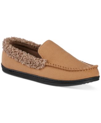 Men's Brushed Knit or Plaid Lewis Moccasin Slipper with Fleece Lining and Memory Foam